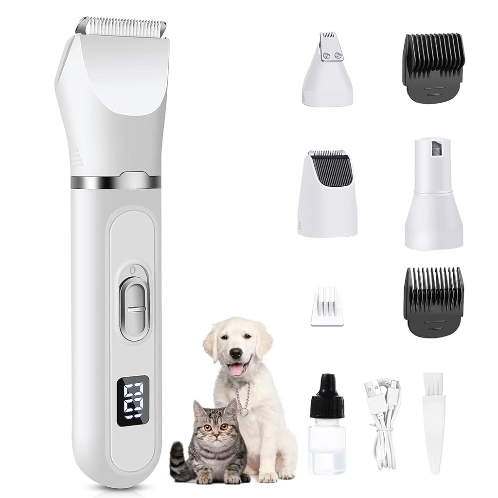 Qpets® Dog Grooming Kit 4 in1 Electric Dog Hair Trimmer Dog Clipper USB Hair Trimmer with Hair 2 Limiting Comb Dog Hair Trimmer Kit for Thick Long Hair, Pet Grooming Hair Clipper for Dogs Cats (B0CQN9T8RL) Amazon Price History, Amazon Price Tracker