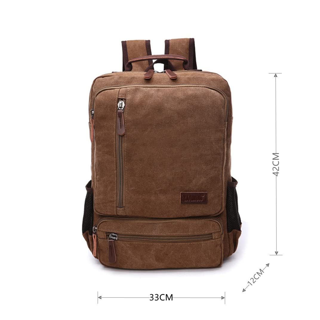 Executive Canvas Backpack for Heavy Duty Notebook Travel, nut brown