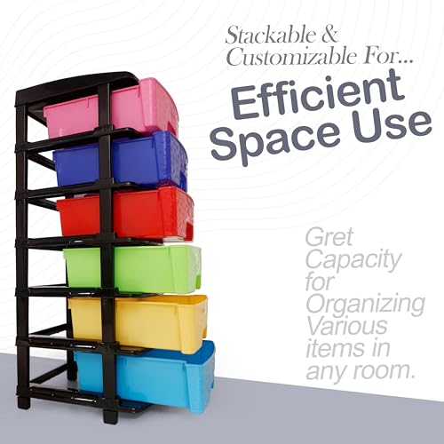 Image of Plastic Modular Drawer Storage Chest Of Drawers Organizer Storage Box, Large Stomo Racks For Multipurpose Anti-slip Shoes Organizers (Multi, 6 Layer)