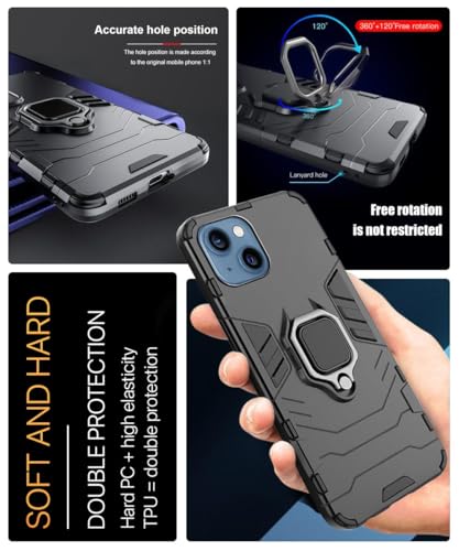 Image of AIBEX Armor Back Cover Compatible for Apple iPhone 13| Rugged Shockproof Case with Ring Holder & Kickstand | Military-Grade Protection | Magnetic Car Mount Compatible