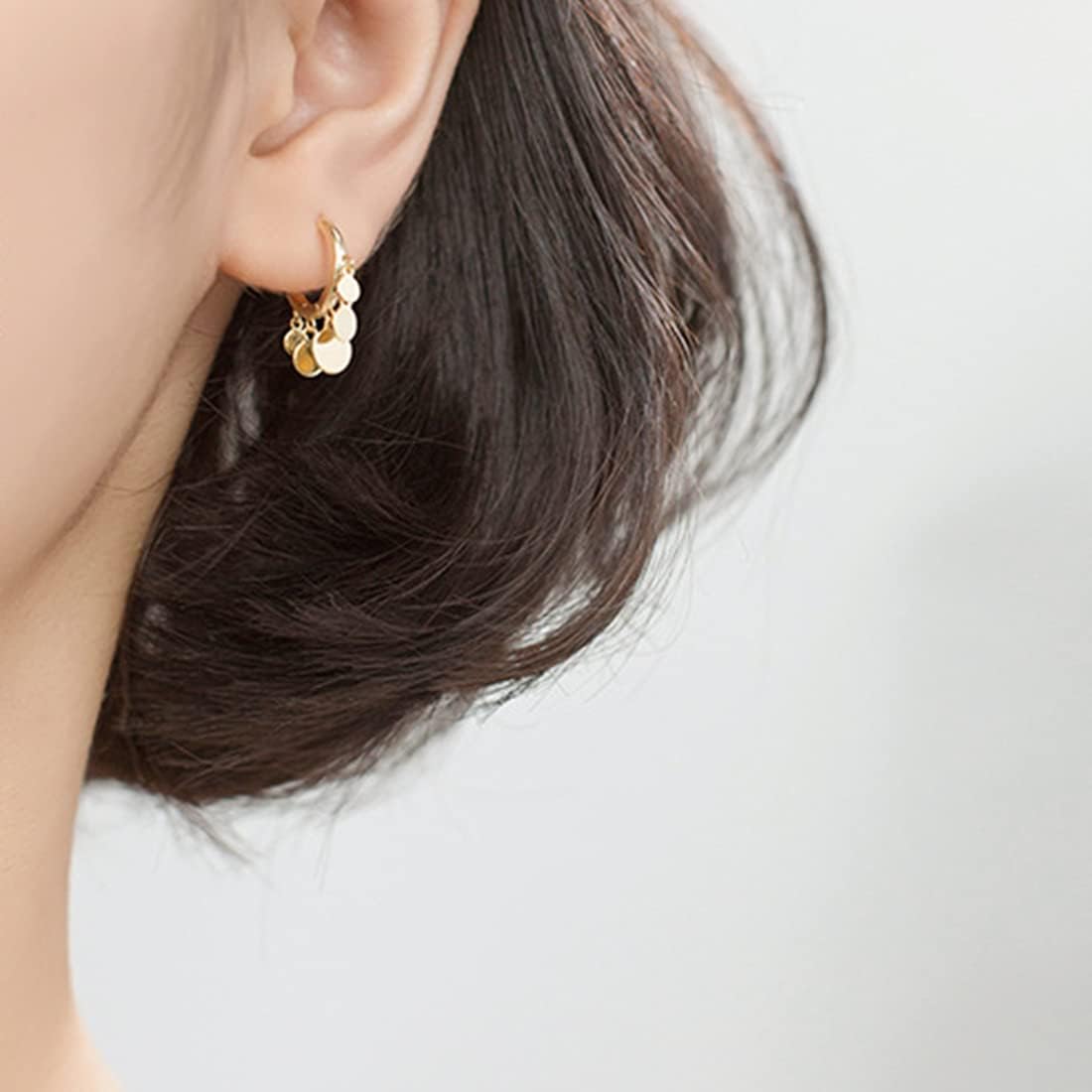 SLUYNZ 925 Sterling Silver Disc Earrings Huggie Hoop for Women Teens Coin Hoop Earrings Cluster Drop Earrings Tassel - Image 2