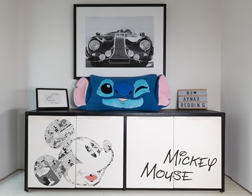 Coussin en forme de tête de Stitch grand format 75x45cm peluche décoration lit