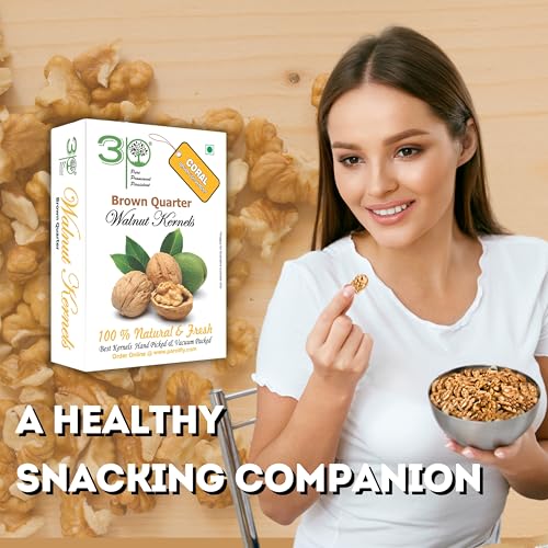 Image of 3P Kashmiri Fresh Premium Natural Organic Tasty Brown Walnut Kernels Akhroot Giri (100gm)
