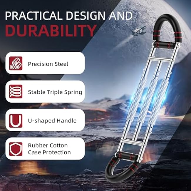 Twister Arm Trainer, Dual Triple-Spring, 30-140lb Adjustable, Chest Arm Shoulder Workout Equipment, Portable Detachable Arm Twister Exerciser for Men, Chest Expander for Gym Home Fitness