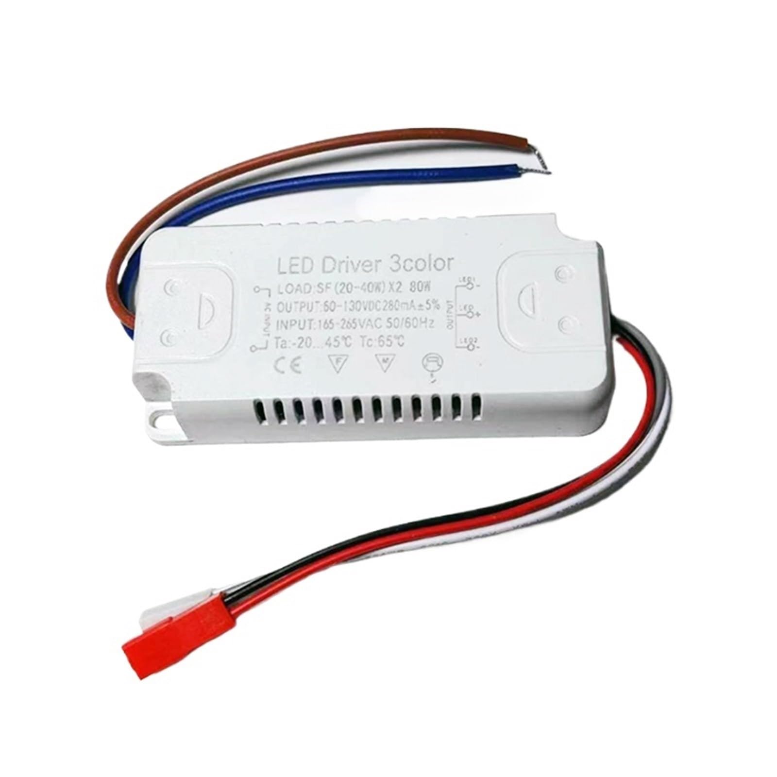 Driver LED a 3 colori 40-60W×2/60-80W×2 for striscia a corrente costante, alimentazione in ingresso AC165-265V, unità di illuminazione 220mA(20-40W-2)