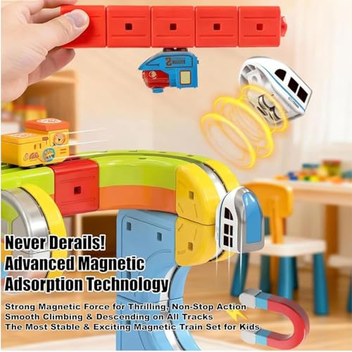 Image of Magnetic Train Track Set for Kids | Anti Gravity Vertical Climb Train Toy with a Rechargeable Trains | STEM Building Toy for Boys & Girls | Birthday Gift (26) | Anti Gravity Vertical Climb, Rechargeable Trains, STEM Building Toy, Boys & Girls