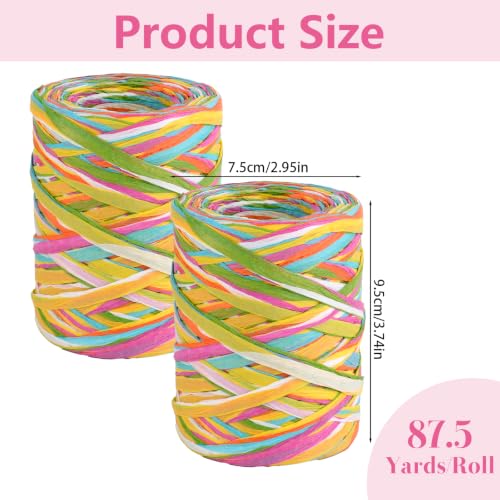 Image of BEVTEE 175 Yards Raffia Yarn for Crochet, Ribbons for Crafts, Colorful