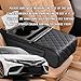 QQWD Car Armrest Cushion, 5 in 1 Center Console Cover with 2 Cup Holders, Phone Holder, Tissue Holder, Storage Bag, Multifunctional Leather Heightened Car Armrest Cushion for Most Cars（Black