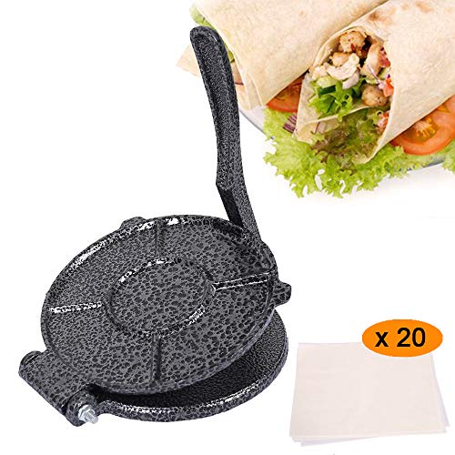 Humorous.P 8" Tortilla Press Flour Tortilla Press Corn Tortilla Press with Free Parchment Paper 20