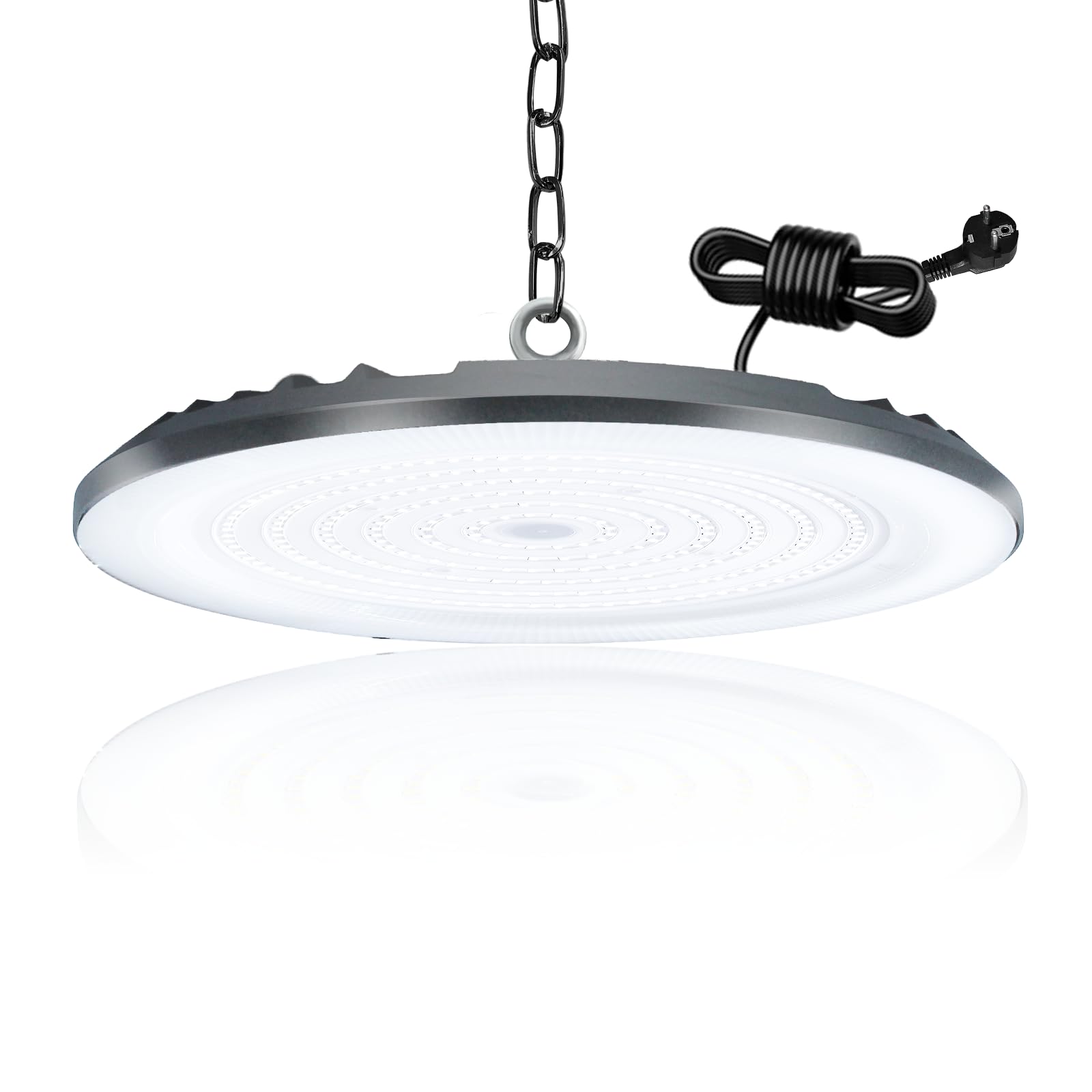 Reflektor do przedpokoju BOSITE LED UFO 200W, 20000LM Oświetlenie przemysłowe LED UFO 6500K zimna biel, wodoodporne oświetlenie LED wysokiego składowania IP65, lampa warsztatowa LED do magazynu, fabry