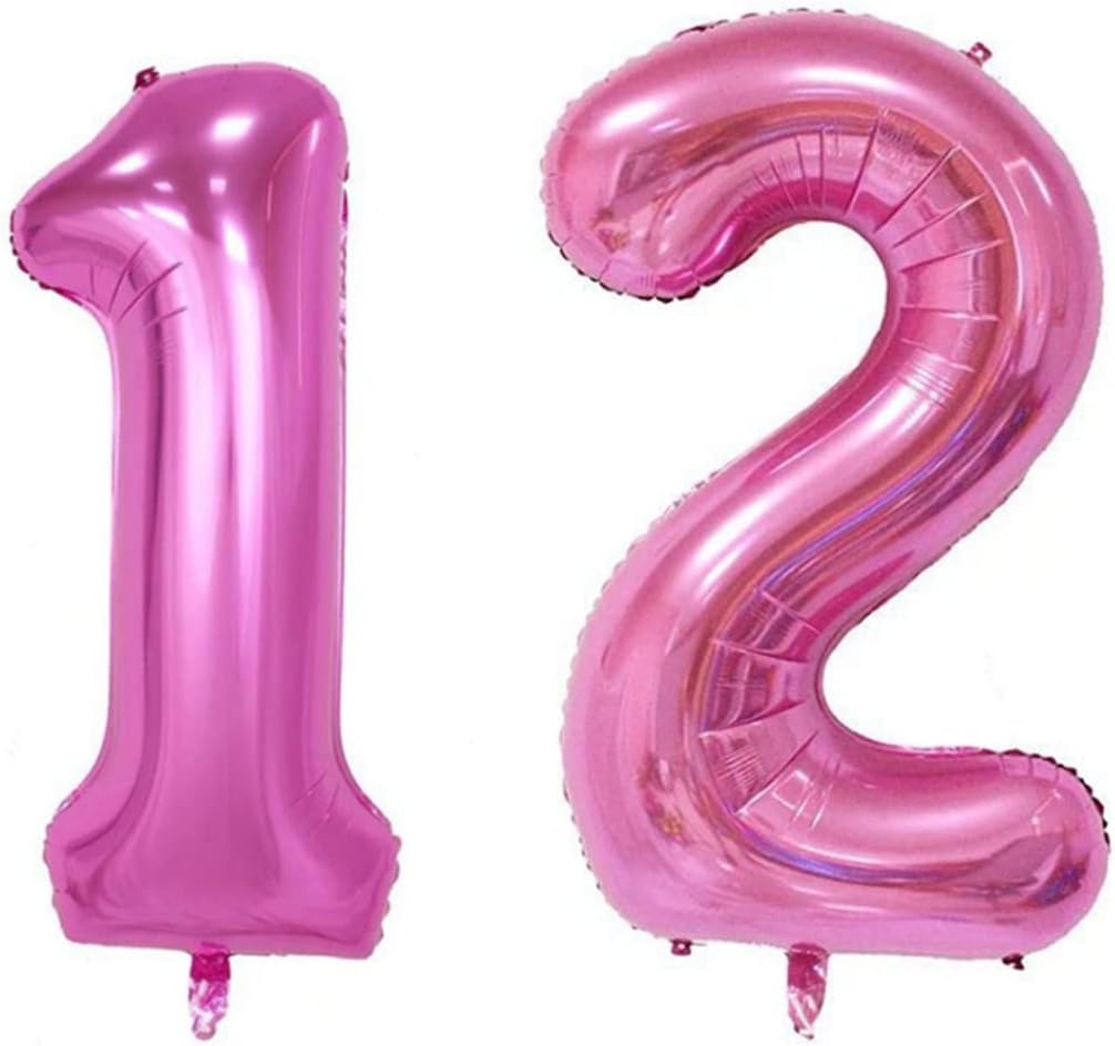 ZIYAN 40inch Pink Number 12 Balloon Party Festival Decorations Birthday Anniversary Jumbo foil Helium Balloons Party Supplies use Them as Props for Photos
