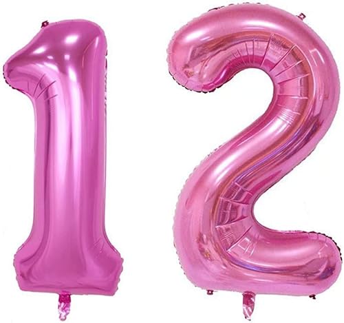 Miniatura 1 de ZIYAN Globos rosados de 40 pulgadas con el número 12 para decoración de fiesta de cumpleaños, aniversario, globos de helio, suministros de fiesta,