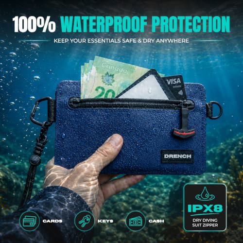 Image of Drench RFID Waterproof Floating Wallet IPX8 Dry Bag for Cards & Cash, Blue