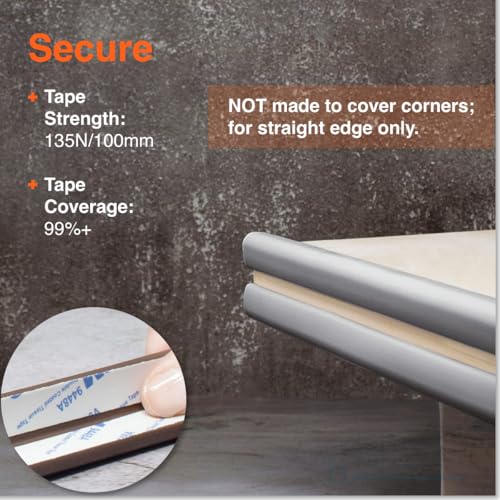 Image of Roving Cove Slimfit Edge Protector for Baby Proofing (9ft Small Edges Only), Soft Rubber Foam Furniture Safety Bumper Guard, Desk Cushion, 3M Adhesive, Stone Grey