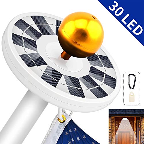 TOTOBAY 30 LED Solar Power Flag Pole Lights, Upgraded Version} Weatherproof Flagpole Downlight