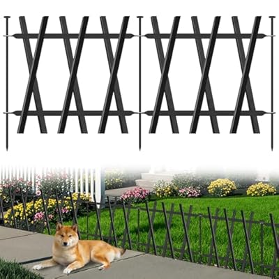 COLRASN Metal Decorative Garden Fence Rustproof Animal Barrier No Dig Decorative Fencing for Dogs,Pet, Yard,& Patio, Landscape, Border?Easy Installation 13" H×7 Ft (5 Panels)