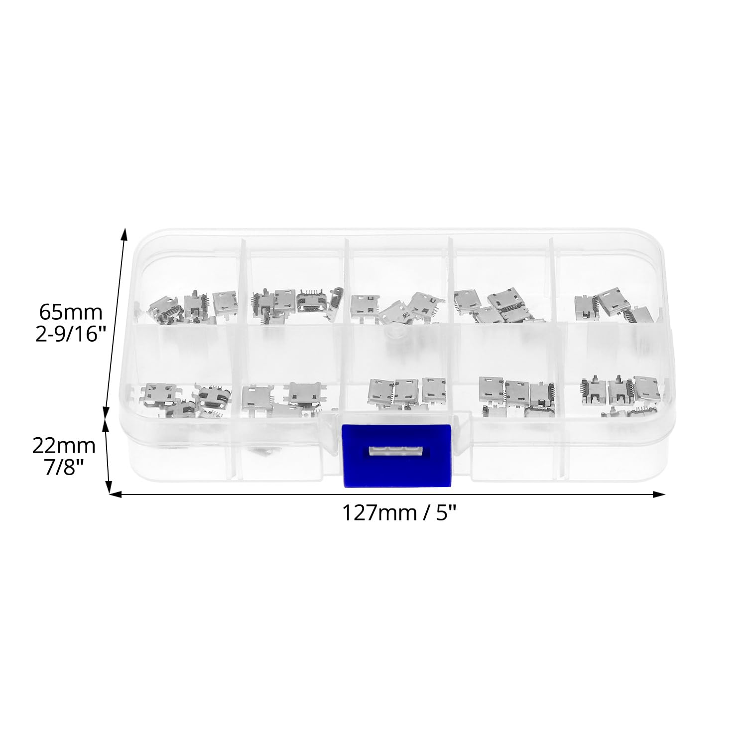 QWORK® 50 sztuk gniazdo Micro USB 5-pinowe, 10 modeli złącza USB do lutowania, do produktów informacyjnych i komunikacyjnych