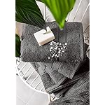 Komfortec Ensemble de Serviettes 8 Pièces, 4 Serviettes de Bain 70x140 cm et 4 Essuie-Mains 50x100 cm, 100% Coton, Gris Anthracite/Rose