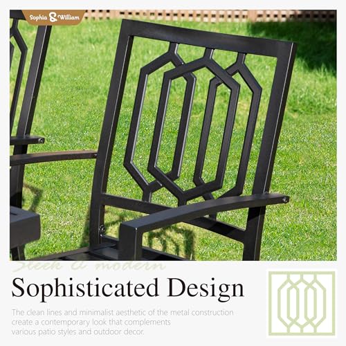 Image of Sophia & William Patio Table and Chairs Set, Outdoor Dining Set for 6, 7 Piece Metal Patio Furniture, 60 inch Rectangular Table with Wood-Like Tabletop(Geometry)