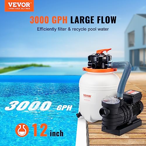 3000GPH Sand Filter Pump for Above Ground Pools with Digital Timer