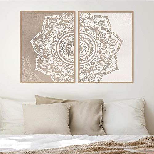 Arte de pared floral beige para crear ambientes zen y relajantes en el salón del hogar 2