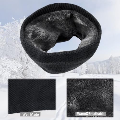 Image of Winter Fleece Neck Warmer Mens Ski Mask Face Warmer Neck Gaiter Neck Scarf Women Thick Windproof 2 Pack