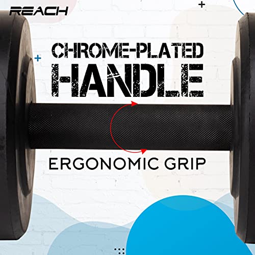 Image of Reach Round Rubber Dumbbells 5 Kg Set of 2 for Men & Women | Gym Equipment Set for Home Gym Workout & Exercise | For Strength Training & Fitness Accessories & Tools