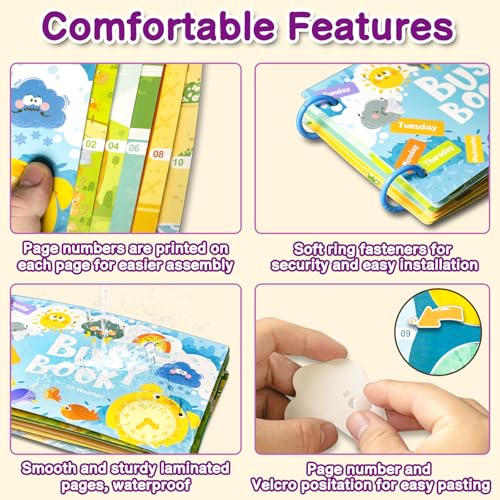 Image of 3 Pack Busy Books for Toddlers, Montessori Quiet Book, Preschool Learning Activities Educational Workbook, Sorting Matching Sticker Fixing, Gifts for Kids Age 3+ (Farm, Vehicle, Weather)