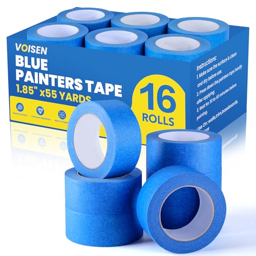 Image of VOISEN 16 Packs Painters Tape, Blue Painters Tape, 2 Inch Wide (1.85 in x 55 Yds), Masking Tape for Multi-Purpose, Masking Tape Bulk,DIY Artist Craft Arts, Decoration, Drafting, No Residue