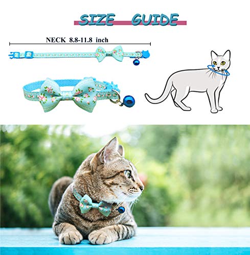 IDOLPET 4PCS Cat Collar Small Floral Cat Collar Safety Quick Release with Bell Cat Collar Adjustable Cat Collar with… - Image 3