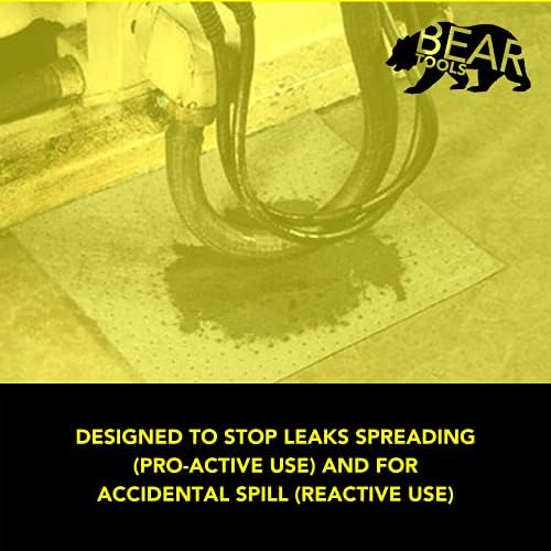 Absorbent Sheet 50cm x 40cm (100 Sheet, Maintenance) Sonic Bonded Core Complete with Spun Bound Top Layer, Grey, Absorbs Non-Aggressive Oil and Water Based Fluids, For Indoor/Outdoor Use