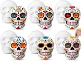 Colingmill Mexican Skull Ceramic Ready to Paint 5 Inch Ready to Paint Your Own Sugar Skull Figurines Unpainted Plaster Arts and Crafts for Adults Day of The Dead Party Supplies