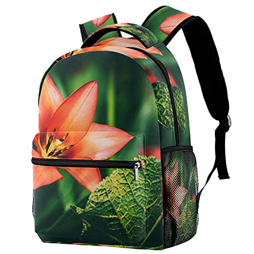 Sac à dos grand format motif floral avec poche gourde pour filles et garçons