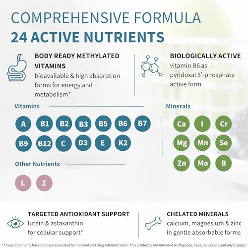 Image of Igennus Methylated Multivitamin for Women 50+, Calcium & Magnesium for Bone Support, Sustained Release & Active B-Vitamins, Iron-Free Formula, Antioxidant Support, Clean Label, 60 Tablets