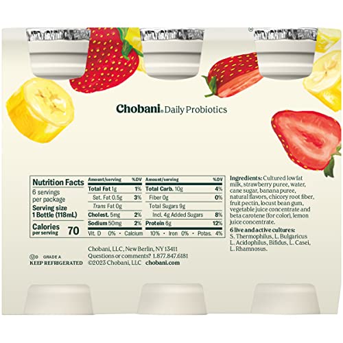 Chobani® Daily Probiotic Greek Yogurt Drink, Strawberry Banana, 4 Fl Oz (Pack Of 6) #TOP4