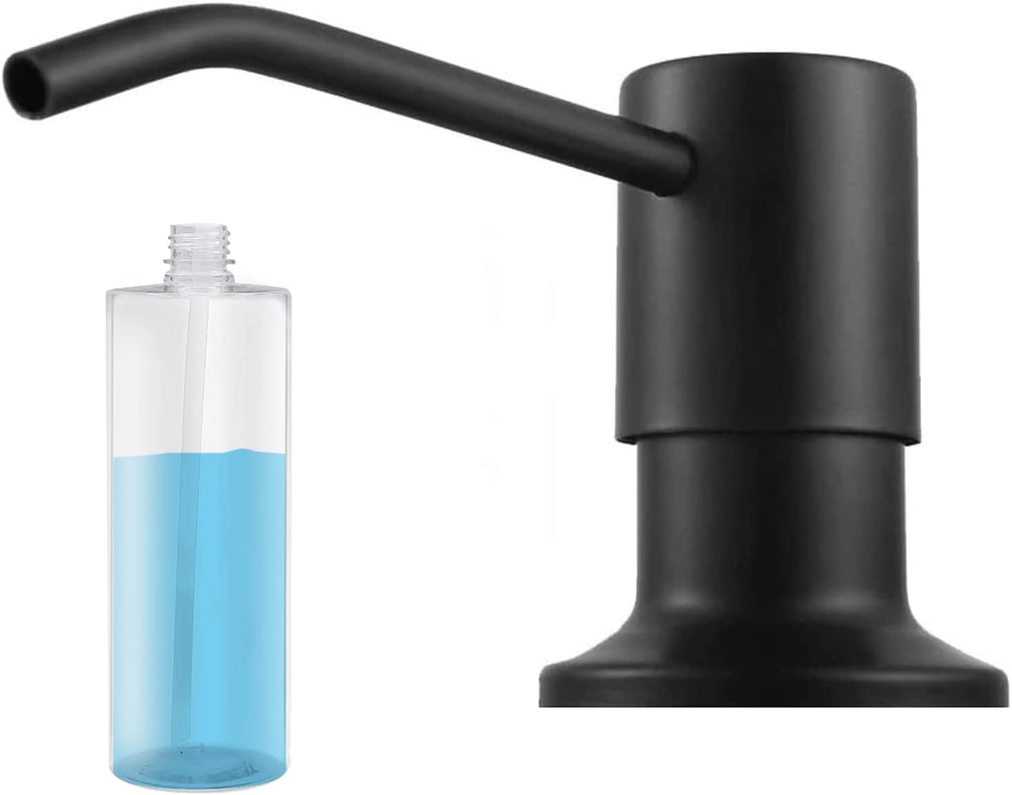 Becomrock Soap Dispenser for Kitchen Sink, Built in Sink Soap Dispenser Lotion Dispenser with 17 Ounce Bottle, Stainless Steel Sink soap Dispenser, Black