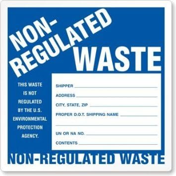 "Non-Regulated Waste" 6" x 6" Industrial Labels, Vinyl - Pack of 100