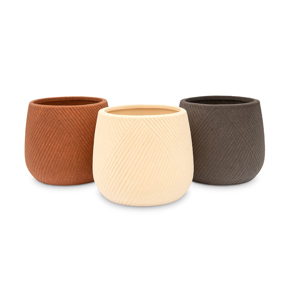 Weddingstar Small Decorative Indoor Ceramic Planters - Neutrals - Set of 3