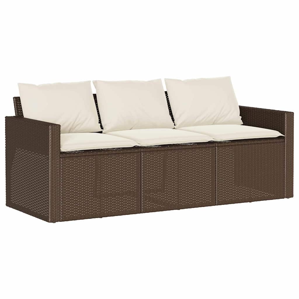 vidaXL Canapé de Jardin avec Coussins 3 Places Brun résine tressée, canapé d'extérieur, canapé de Jardin 3 Places, canapé d'extérieur 3 Places