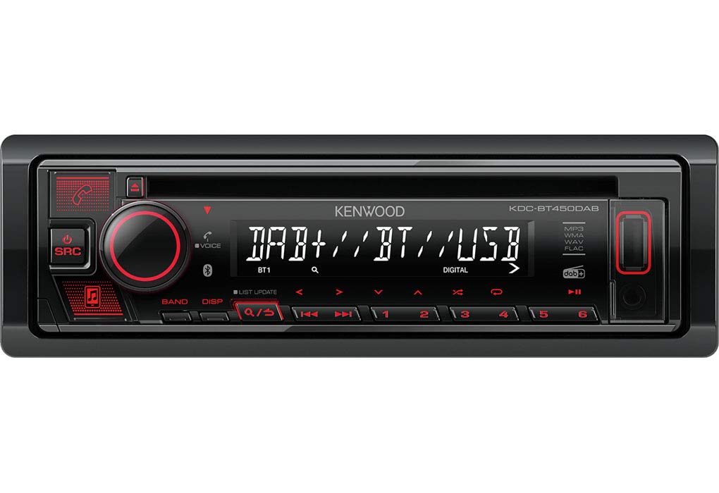Kenwood KDC-BT450DAB 1-DIN DAB Autoradio Bluetooth CD USB AUX Einbauset passend für FIAT Ducato 2006-2011 schwarz