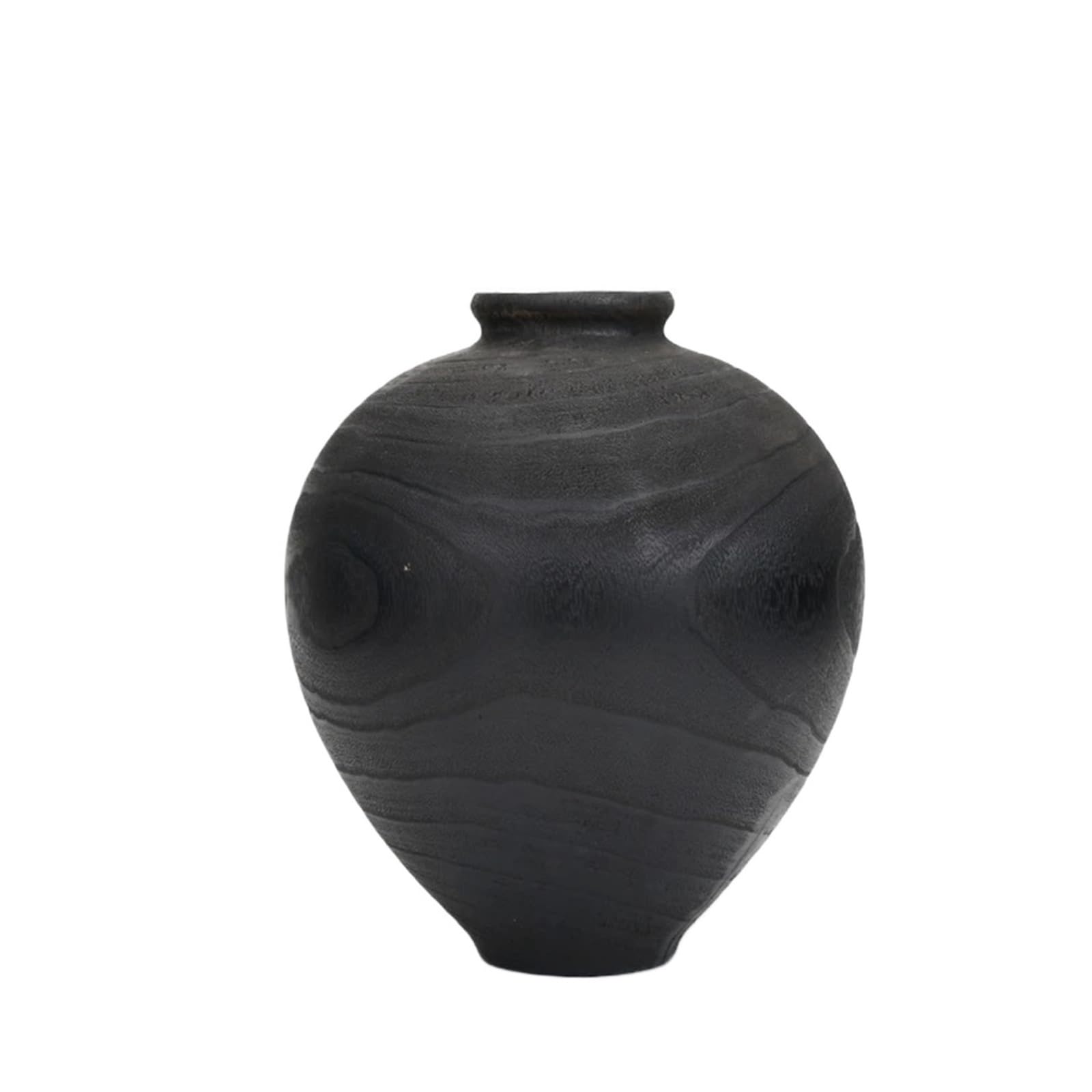 Vase en bois rétro noir pour arrangement floral médiéval Wabi-Sabi