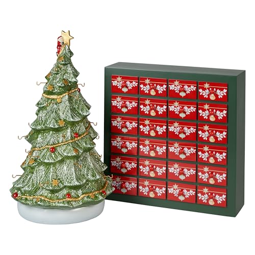 Villeroy & Boch - Christmas Toy's Memory Adventskalender Set 26 Teilig Mit 24 Porzellanfiguren Inklusive Weihnachtsbaum Zum Aufhängen, 24 Türchen, Weihnachten, Weihnachtsdeko, Porzellan