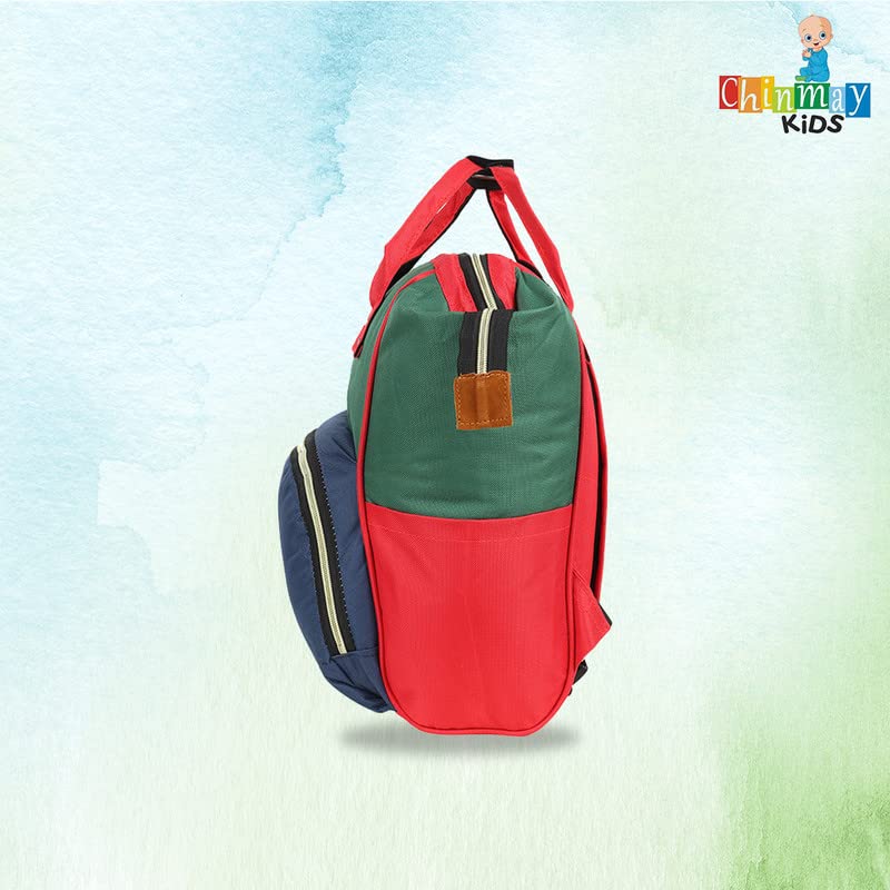 Image of Chinmay Kids Baby Diaper Backpack for New Born Baby Mother /Mom Stylish Polyester Organizer Bag for Casual Travel Outing & Traveling (Blue Red, 16 X 9.5 X 7.5 in)
