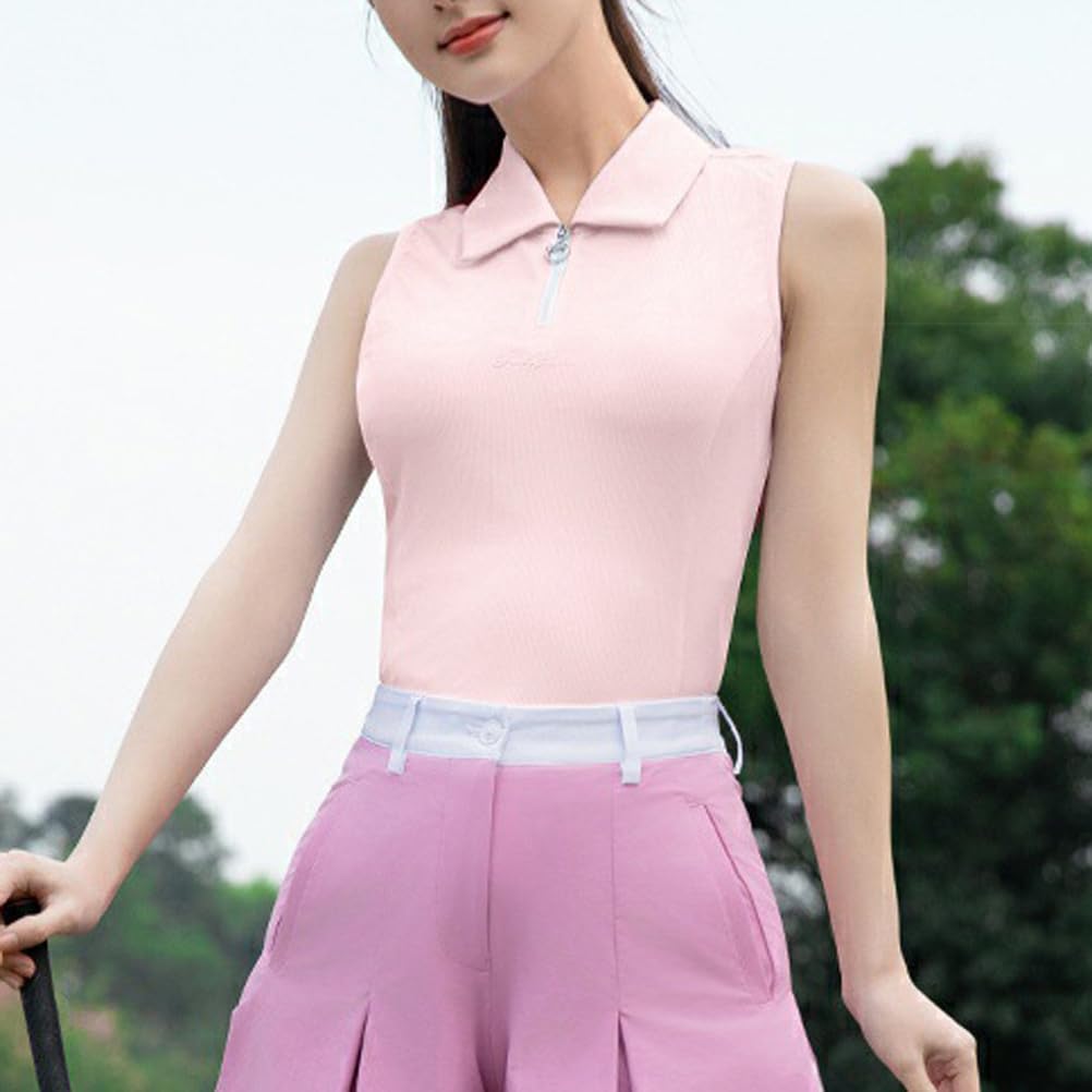 Maglietta da Golf da Donna Elasticizzata Senza Maniche Polo da Tennis Top Sportivo da Allenamento