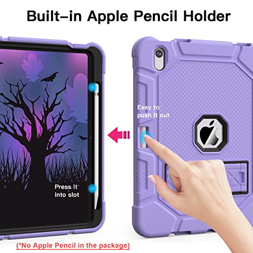 Image of Azzsy Case for iPad (A16) 11th Generation 11 Inch 2025 / iPad 10th Generation 10.9 Inch 2022, [Built-in Pencil Holder] Heavy Duty Shockproof Rugged Protective Case, Light Purple