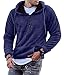 ORANDESIGNE Maglioni Uomo con Zip Felpa Senza Cappuccio Invernale Caldo Pullover Peluche Dolcevita Collo Alto Maglione Manica Lunga Maglioncino A Blu Navy L