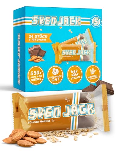 Sven Jack (Energy Cake) – Schoko-Mandel 24x 125g (3kg) - Original Energieriegel & Haferflocken Flapjack mit langkettigen Kohlenhydraten, weniger Zucker & mehr Energie - Fitness Cake & Oatmeal