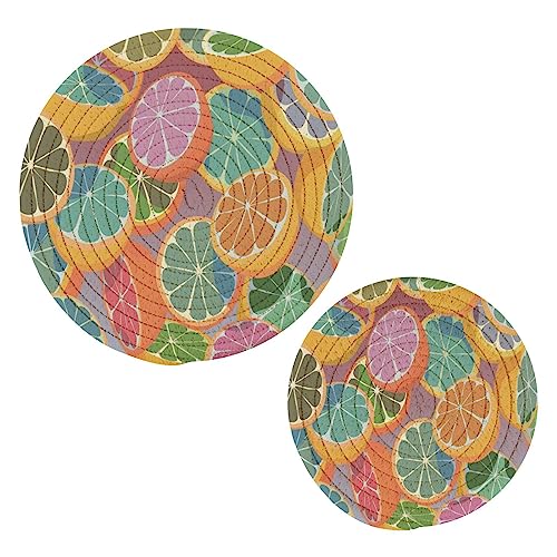 Set di 2 sottopentola da cucina in filo di cotone, eleganti sottobicchieri per piatti caldi, pentole, ciotole, caffè, presine calde, agrumi affettati