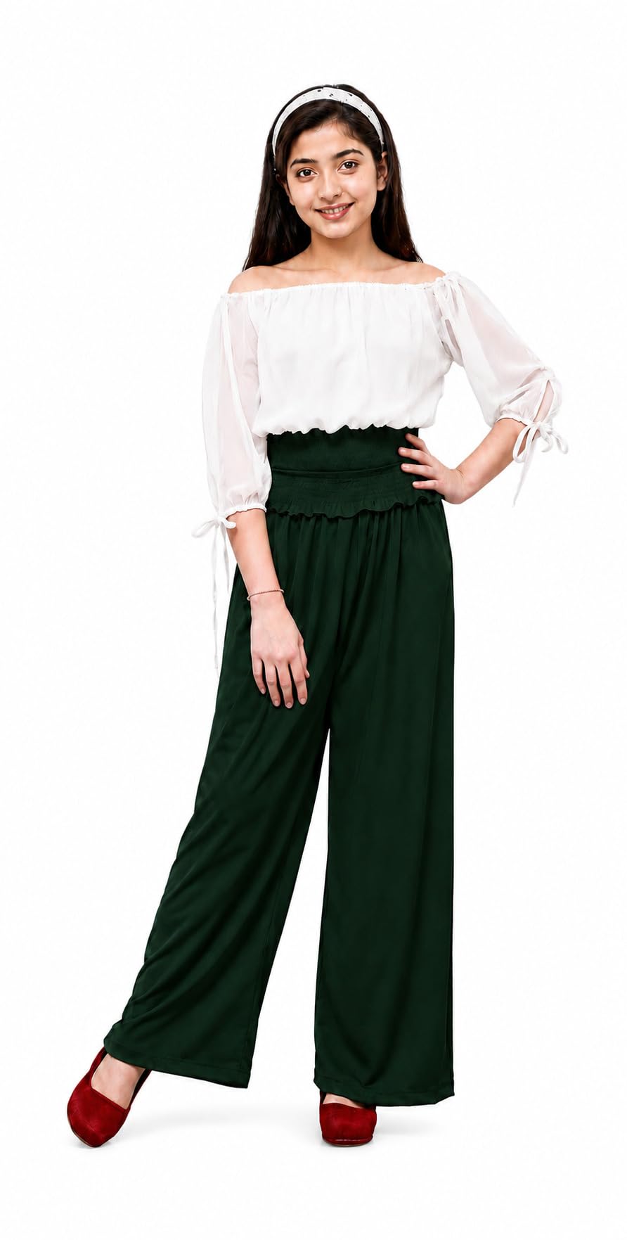 oriexfabb OF-Solid Tie-Sleeve Smocked Waist Full-Length Jumpsuit-198-picture-11