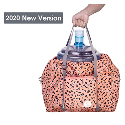 For Airlines Foldable Travel Duffel Bag Tote Carry on Luggage Sport Duffle Weekender Overnight for Women and Girls (Leopard-1109)